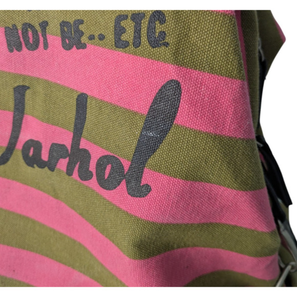 Andy Warhol x Loop Campbell Soup Pink Striped Large Duffel Bag Travel Pop Art - Picture 12 of 16